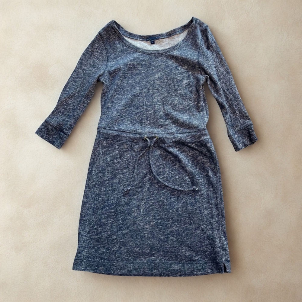 100% Cotton GAP Gray-Blue Sheath Dress with Cuffed 3/4 Sleeves